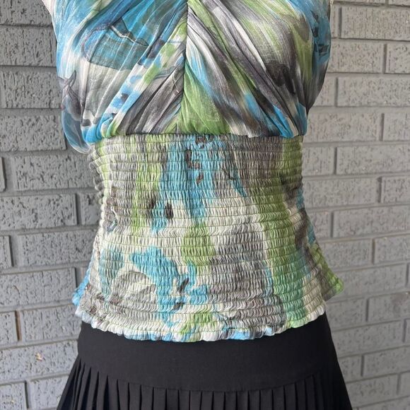 VTG Y2k Halter Top Smocked Going Out Blouse Size Small - Picture 4 of 8